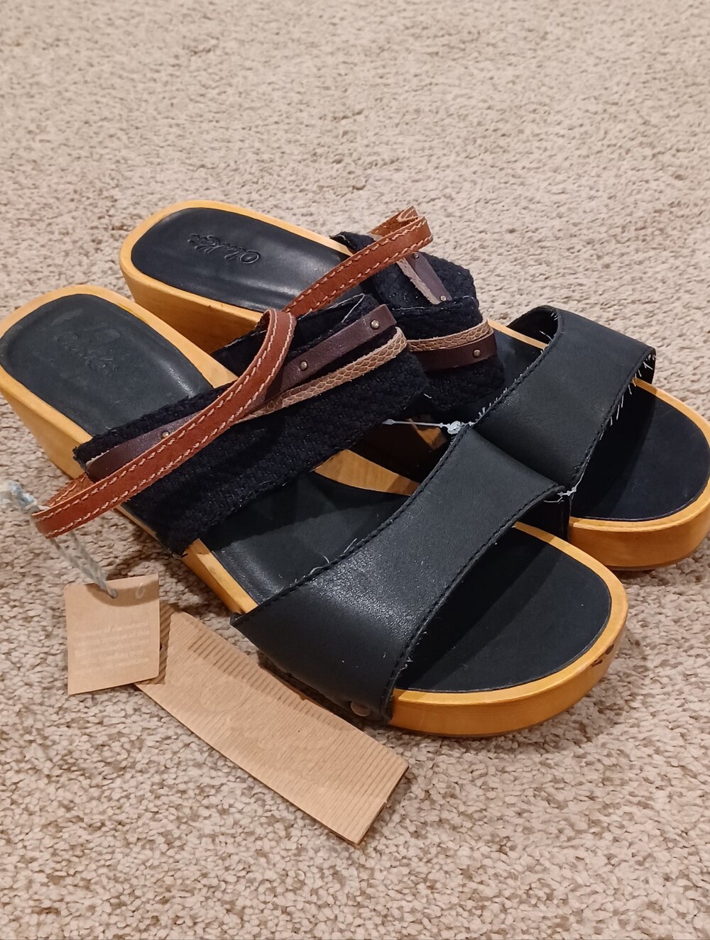 NWT OluKai Kamola wooden platform sandals Womens Size 10